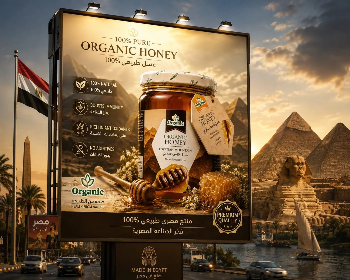 Pure Egyptian Mountain Honey 950g Raw & Unfiltered | Organic Honey